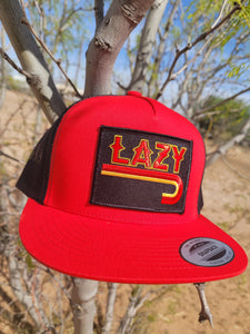 Lazy J Ranch Wear Red & Black 4" Fire J Cap/ADULT