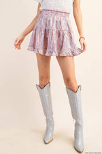 Load image into Gallery viewer, SEQUIN/RUFFLE MINI SKIRT
