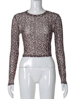 Load image into Gallery viewer, Long Sleeve Leopard Crop Top
