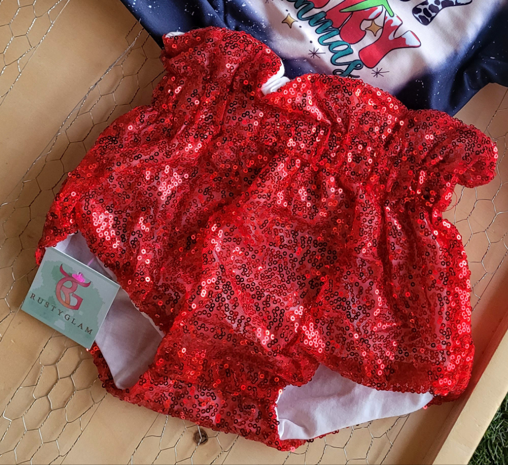 Red sequin bummies