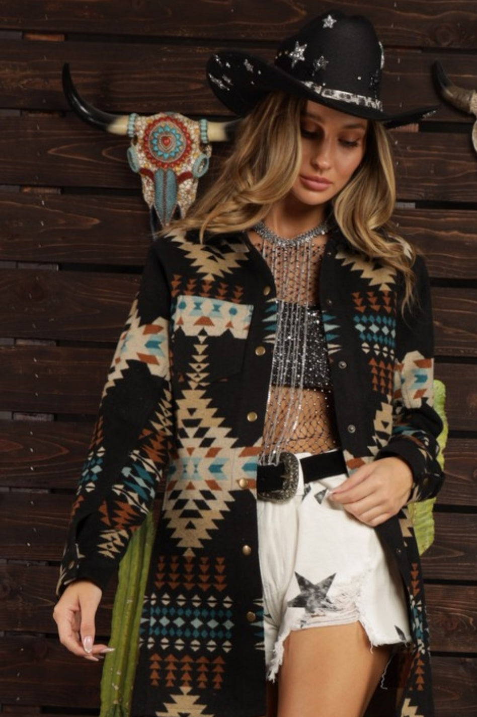 BLACK AZTEC MIX MATCH JACKET