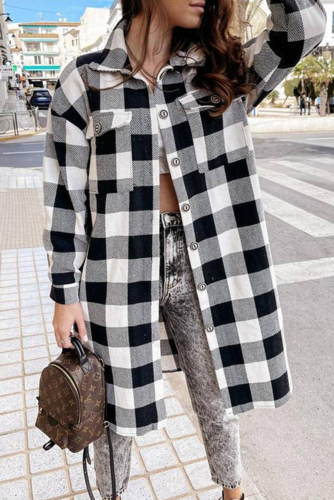 BLACK PLAID PATTERN JACKET