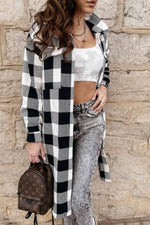 Load image into Gallery viewer, BLACK PLAID PATTERN JACKET
