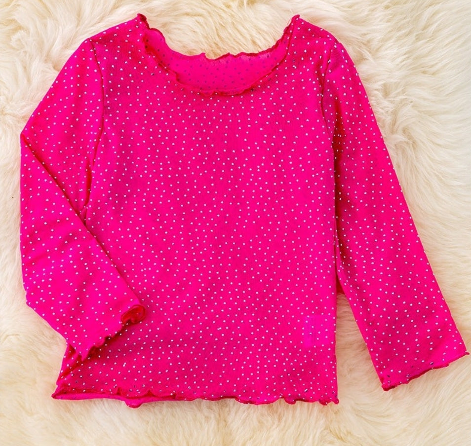 HOT PINK MESH TOP W RHINESTONES