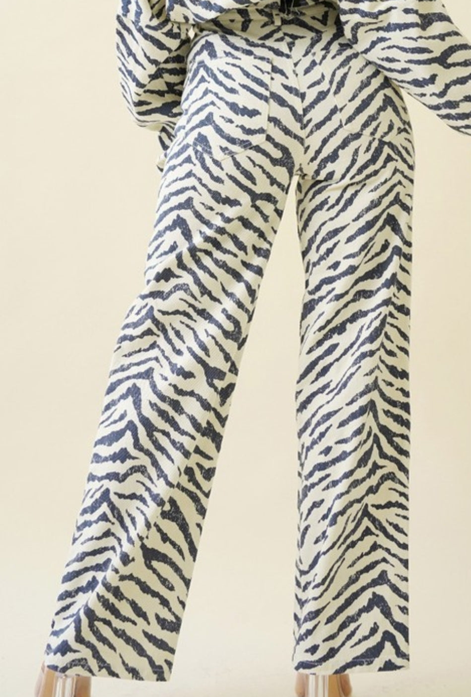 ZEBRA HIGH RISE WIDE DENIM PANTS