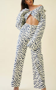 ZEBRA HIGH RISE WIDE DENIM PANTS