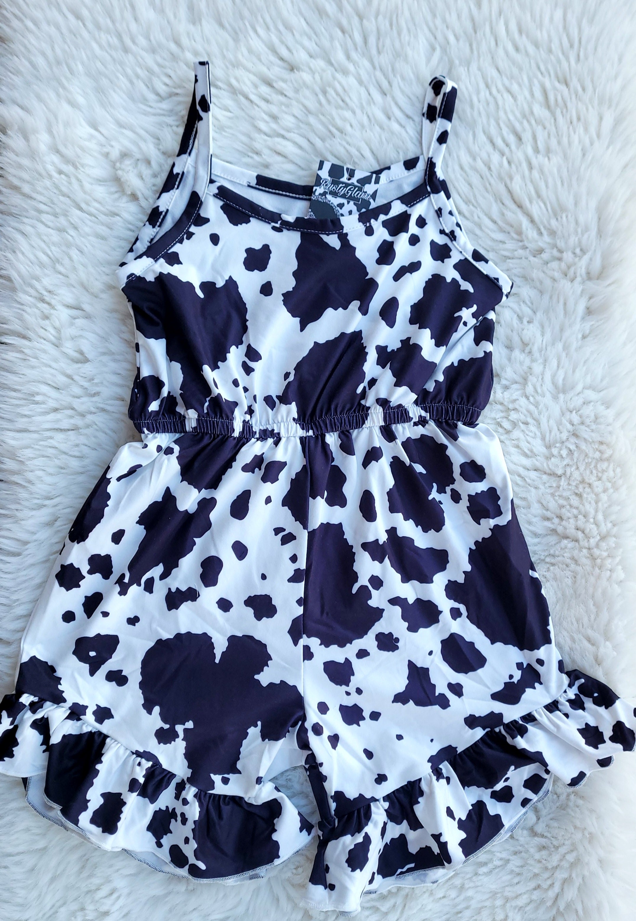 COWPRINT SLEEVELES ROMPER