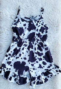 COWPRINT SLEEVELES ROMPER