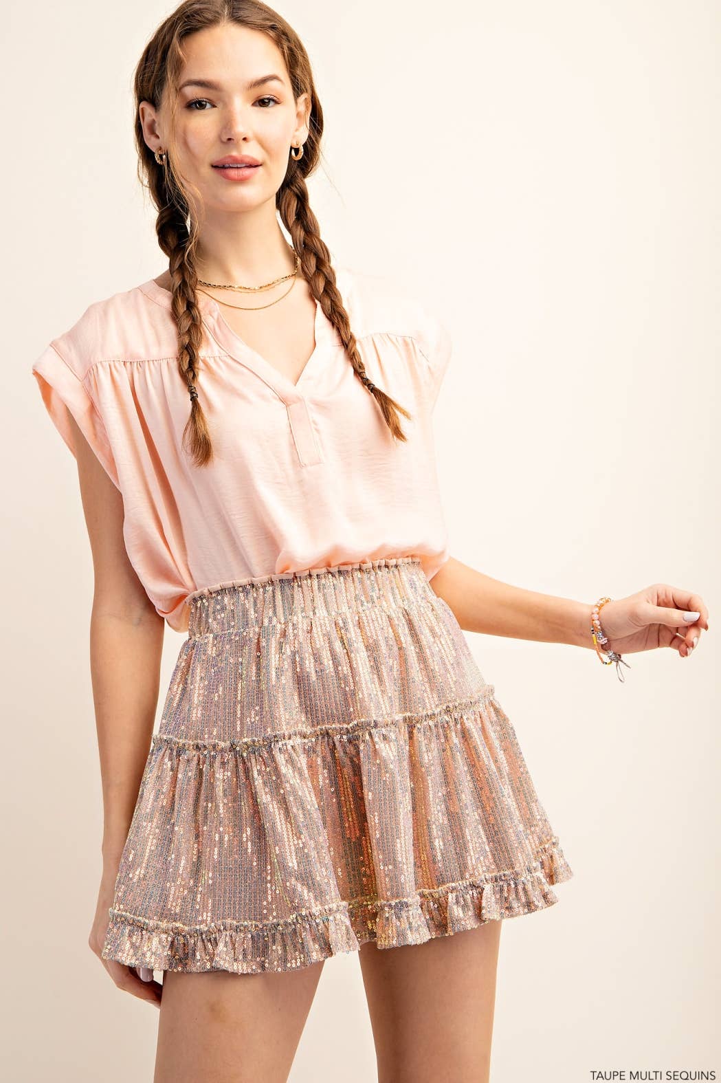 SEQUIN/RUFFLE MINI SKIRT