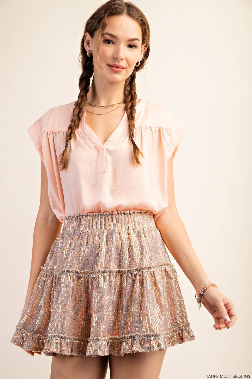 SEQUIN/RUFFLE MINI SKIRT