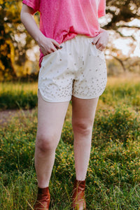 Sundance Rhinestone Faux Leather Shorts