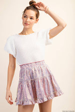 Load image into Gallery viewer, SEQUIN/RUFFLE MINI SKIRT
