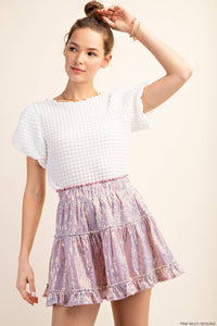 SEQUIN/RUFFLE MINI SKIRT