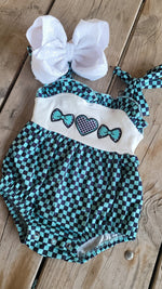 Load image into Gallery viewer, CHECKER BOW ONESIE
