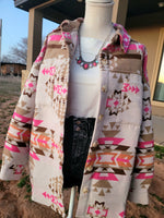 Load image into Gallery viewer, PINK AZTEC OVERSIZED WESTERN JACKET
