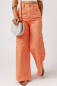 ORANGE HIGH WAIST WIDE LEG JEANS