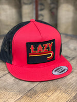 Load image into Gallery viewer, Lazy J Ranch Wear Red &amp; Black 4&quot; Fire J Cap/ADULT
